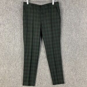 21 Men Dress Pants Size 30 Checkers‎ Green Polyester Blend Inseam 29"